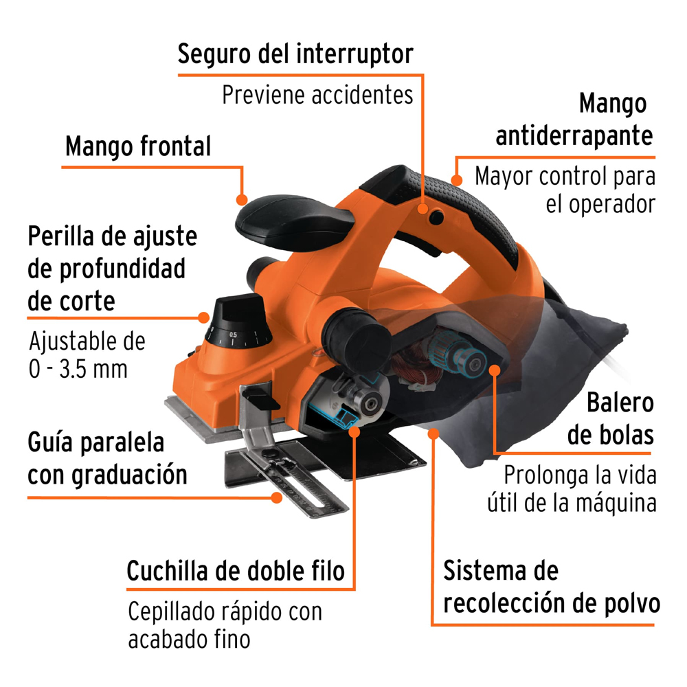 Cepillo Profesional Eléctrico 850 W, Truper - Imagen 3