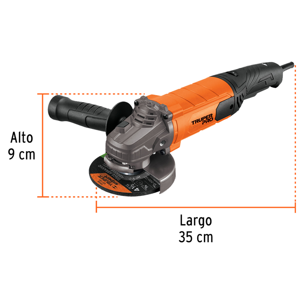 Pulidora Angular 4-1/2” 1100W Truper + 5 Discos de Corte - Imagen 4