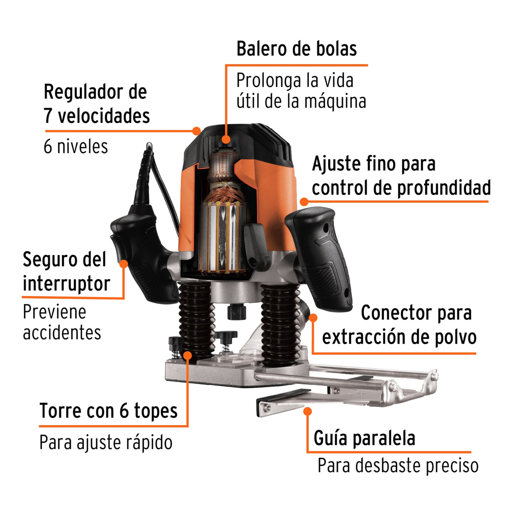 Ruteadora Profesional 1200 W, Truper - Imagen 3