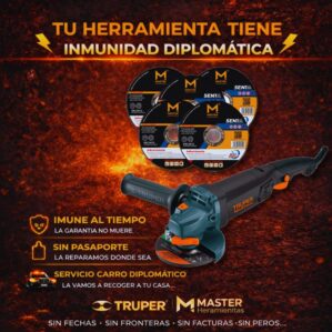 Pulidora angular Truper 4-1/2” 950W Ergo + 5 Discos de Corte