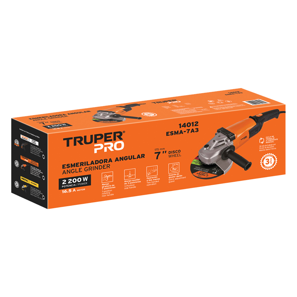 Pulidora Angular 7” 2200W Truper + 5 Discos de Corte - Imagen 6