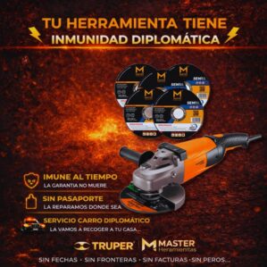 Pulidora Angular 7” 2200W Truper + 5 Discos de Corte