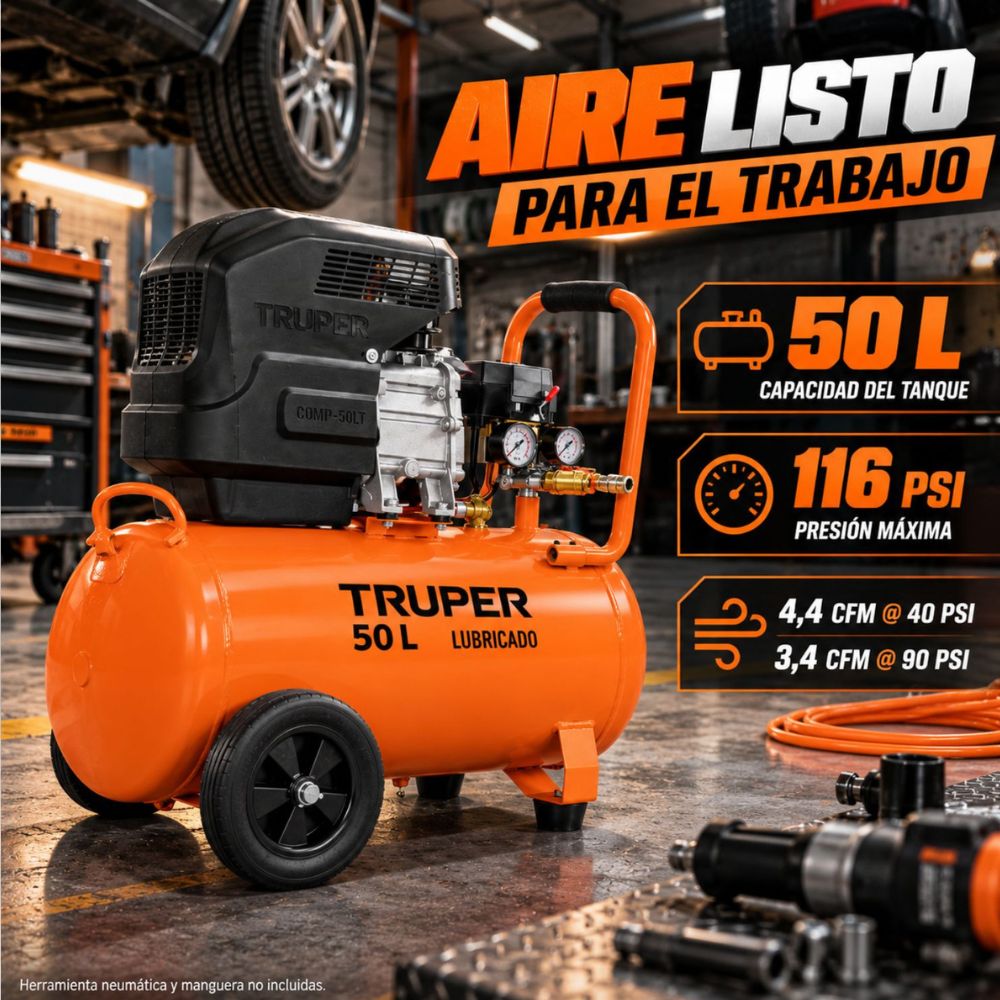 Compresor Lubricado 50 L, Truper - Imagen 5