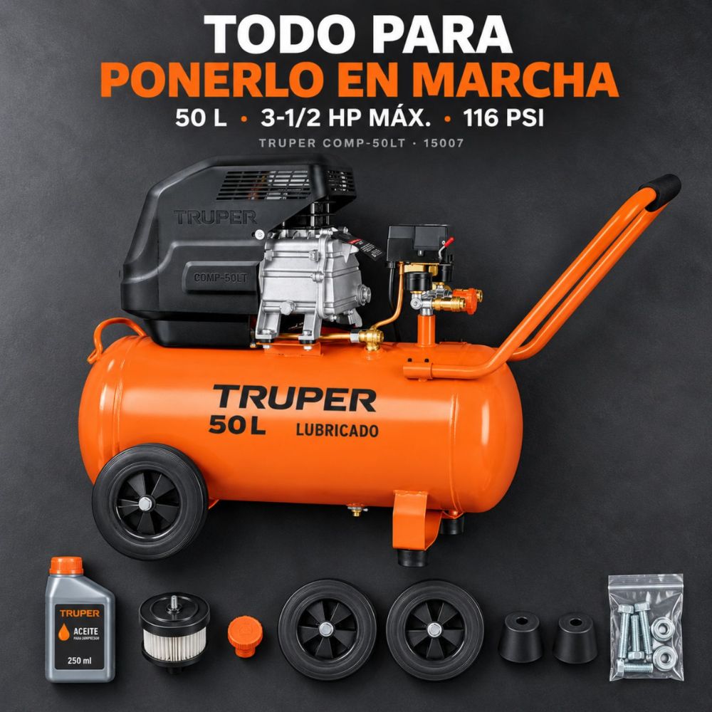 Compresor Lubricado 50 L, Truper - Imagen 9