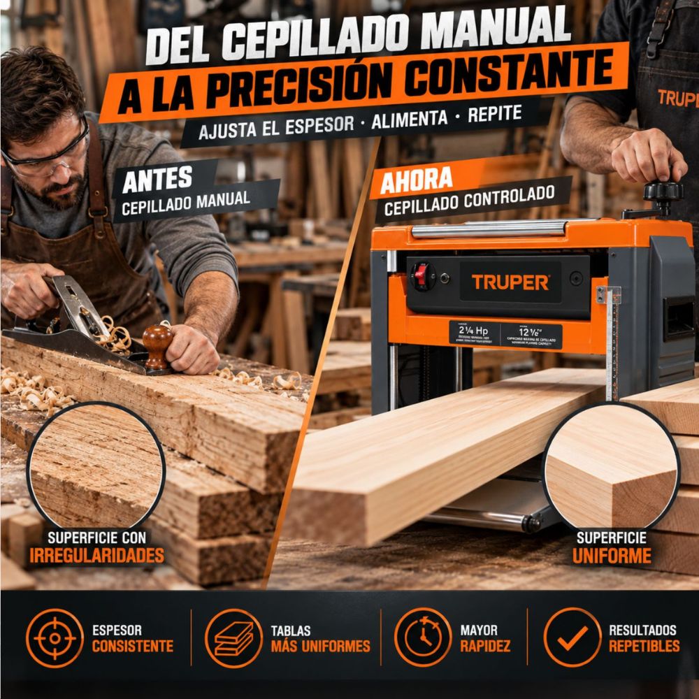 Cepillo De Banco Madera 12 1/2'', 1600W, Truper - Imagen 4