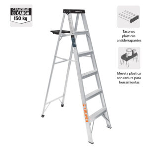 Escalera Tipo Tijera Con 5 Escalones Y Bandeja, Truper