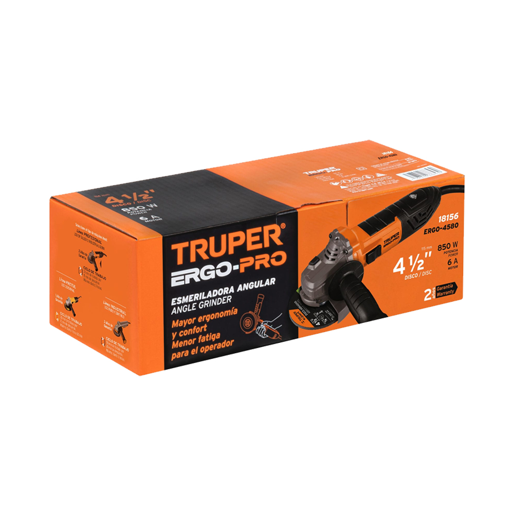 Pulidora Angular 4-1/2” 850W Ergo Truper + 5 Discos de Corte - Imagen 9