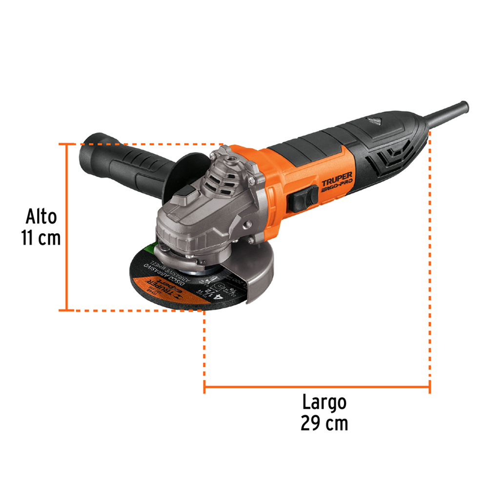 Pulidora Angular 4-1/2” 850W Ergo Truper + 5 Discos de Corte - Imagen 7