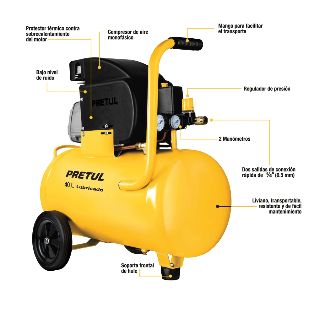 Compresor Lubricado 40 L, Pretul - Imagen 2