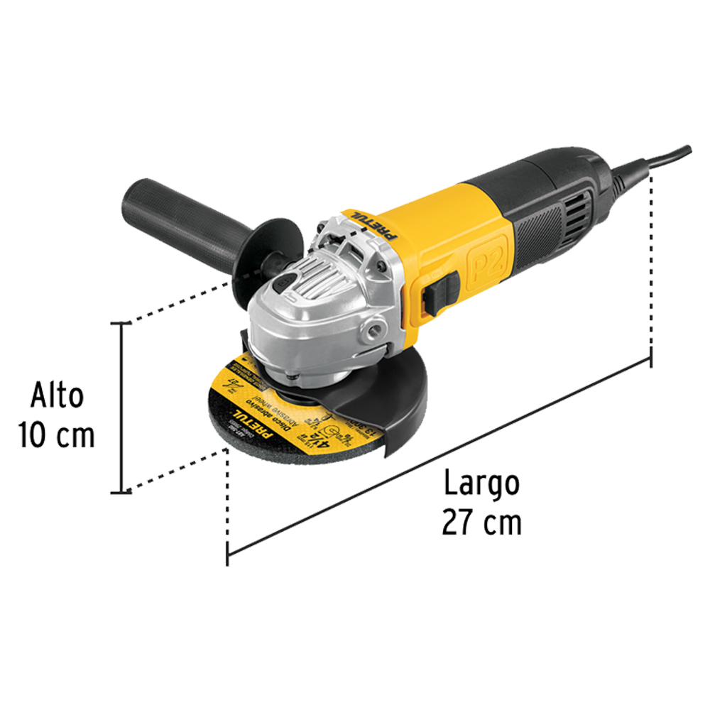 Pulidora Angular 4-1/2” 700W Pretul + 5 Discos de Corte - Imagen 3