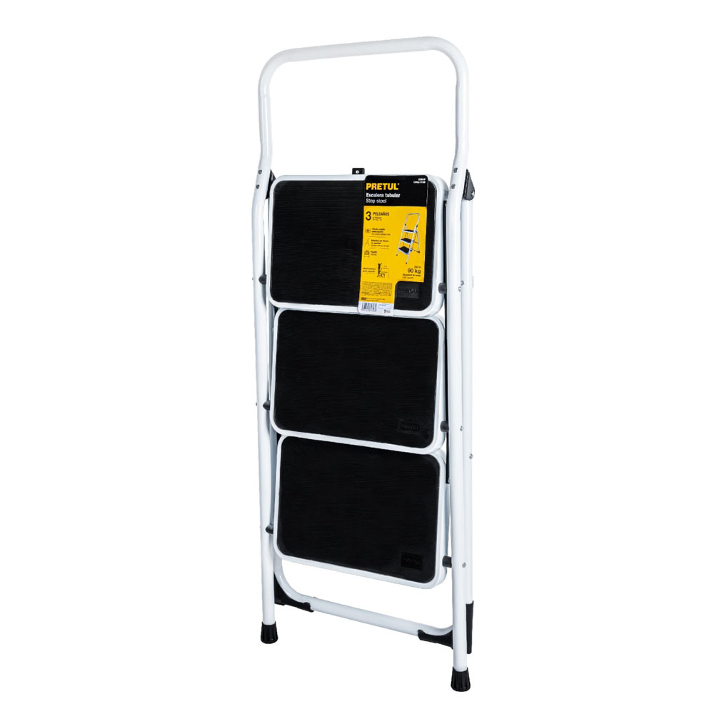 Escalera Tubular Plegable De 3 Pel Antideslizante, Pretul - Imagen 2