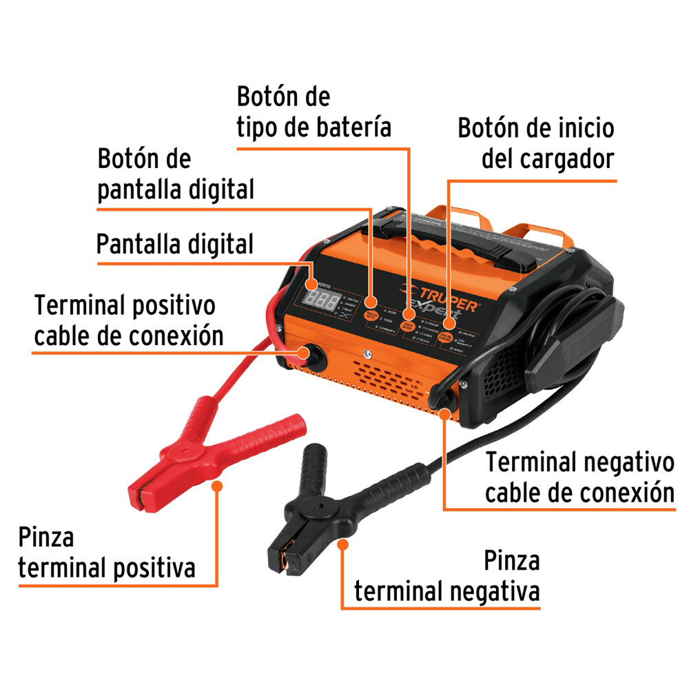 Cargador de baterías 15 A, arrancador de 75A, 6V/24V - Imagen 3