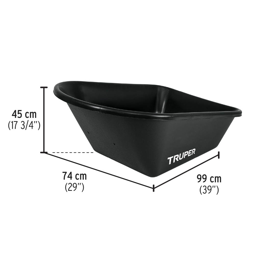 Carretilla plastica 120 litros Truper | Rueda Neumática Lisa - Imagen 2