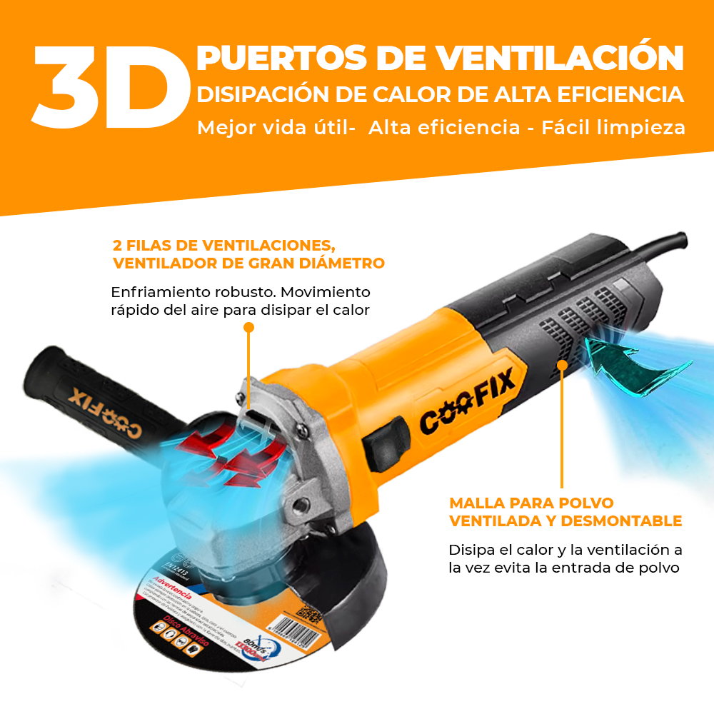 Pulidora Certificada Angular 4 1/2 Pul 750W, Coofix (CF-AGO12) - Imagen 4