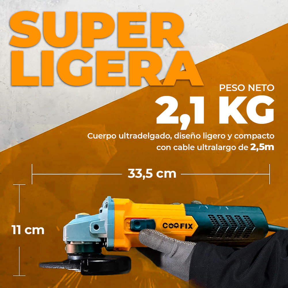 Pulidora Certificada Angular 4 1/2 Pul 750W, Coofix (CF-AGO12) - Imagen 6