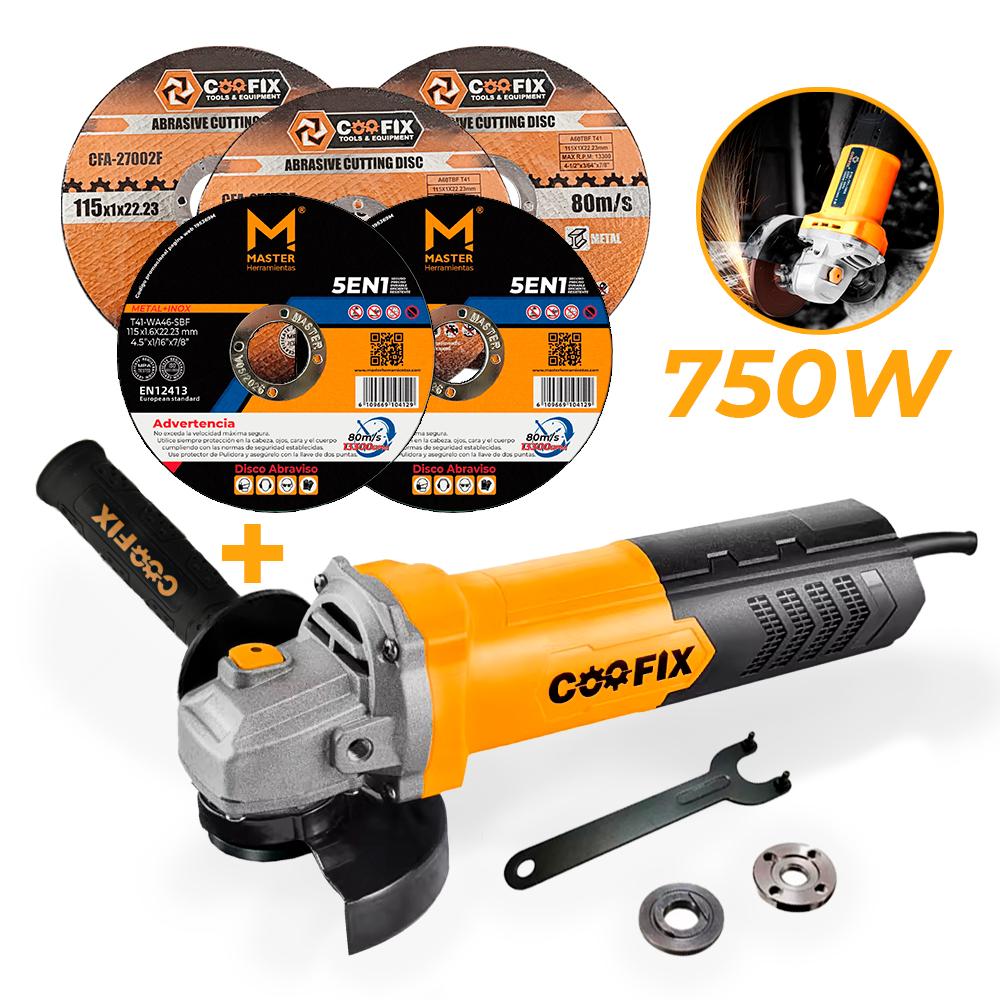 Pulidora Certificada Angular 4 1/2 Pul 750W, Coofix (CF-AGO12)
