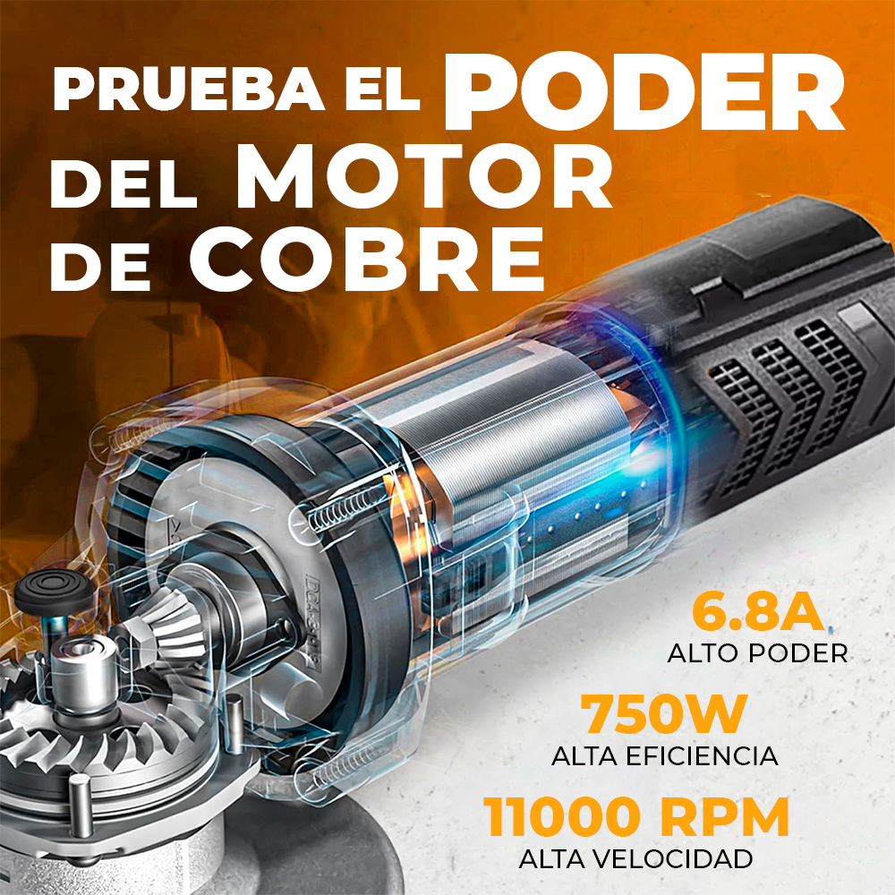 Pulidora Certificada Angular 4 1/2 Pul 750W, Coofix (CF-AGO12) - Imagen 2