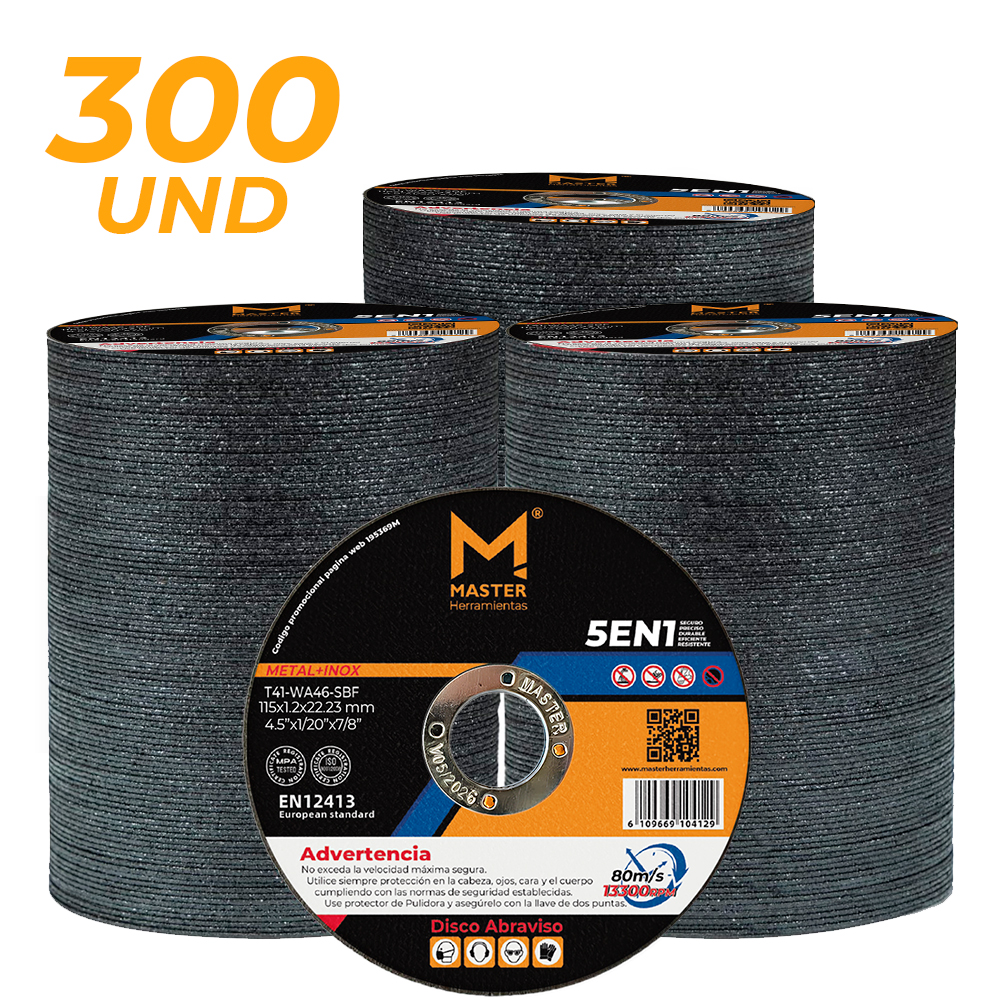 Disco Abrasivo 4,5”X300 Uni. Certificado, Master Herramientas
