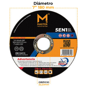 Disco Abrasivo 7” Certificado, Master Herramientas