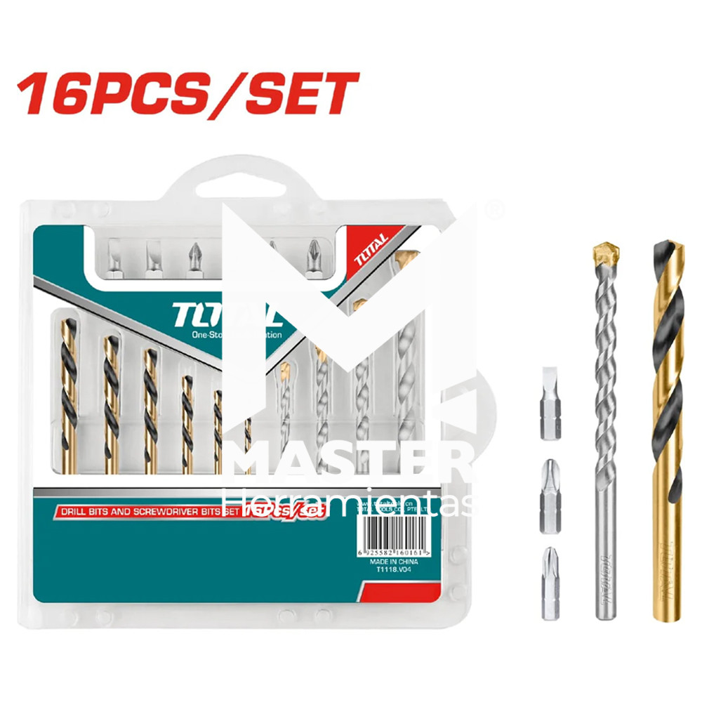 Juego de 16 Brocas Concreto y Metal, Total