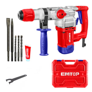 Rotomartillo Uso Rudo 1050 W Con Brocas Y Puntas, Emtop