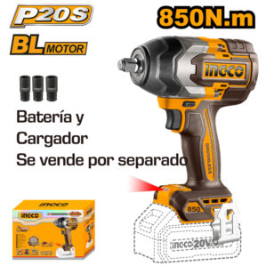 Llave De Impacto 850 N.m Inalámbrico 1/2 20 V(Sin batería y cargador), Ingco