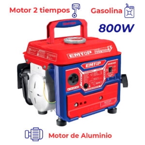 Generador portátil 800W motor a gasolina, Emtop