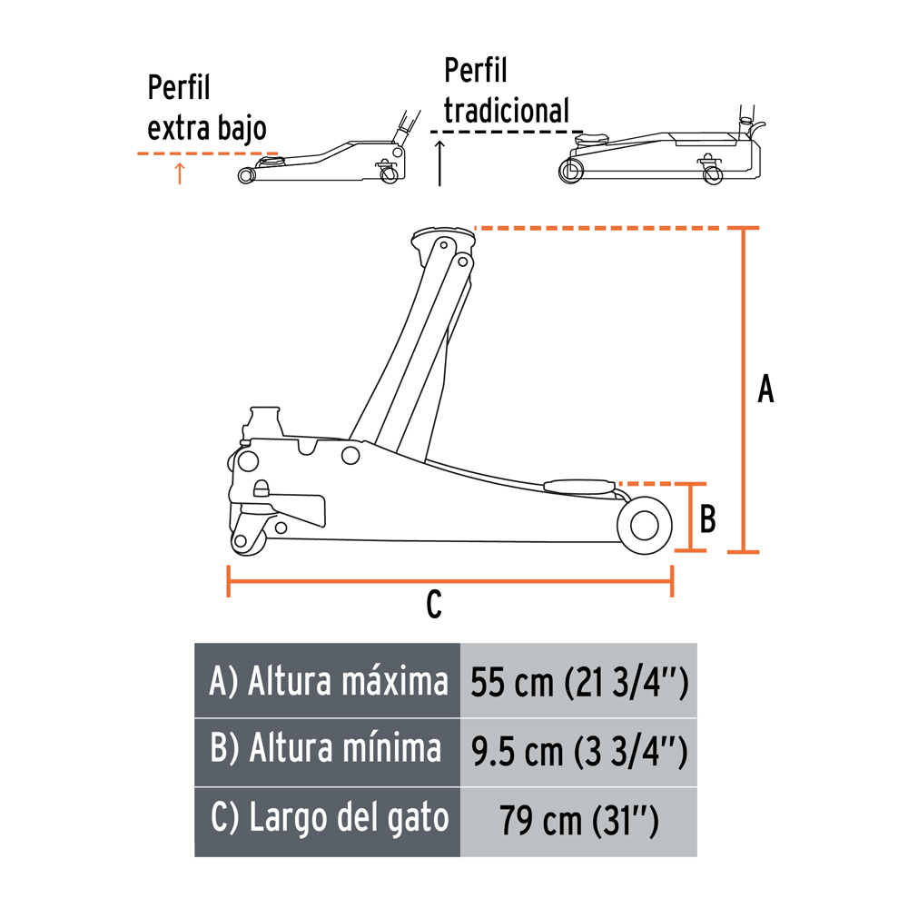 Gato hidráulico Truper 3.5 Ton Elevación Rápida - Imagen 3