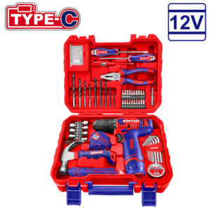 Taladro 3/8 Inalambrico Ator/Destor/Percutor 12V+96 Accesorios, Emtop