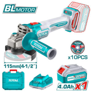 Pulidora Brushless Inalámbrica 4 1/2″+Batería 4 Ah+Cargador, Total