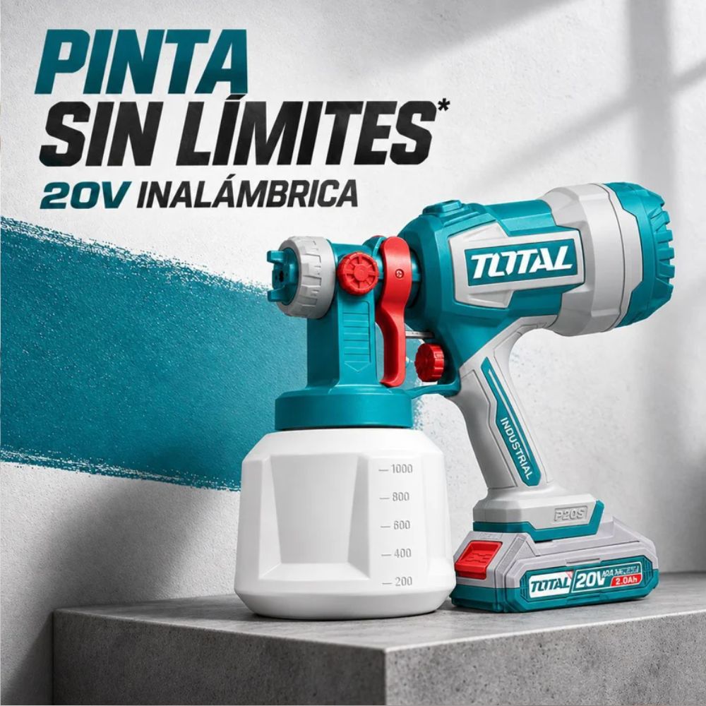 Pistola Para Pintar Industrial 20V+Batería+Cargador, Total - Imagen 5