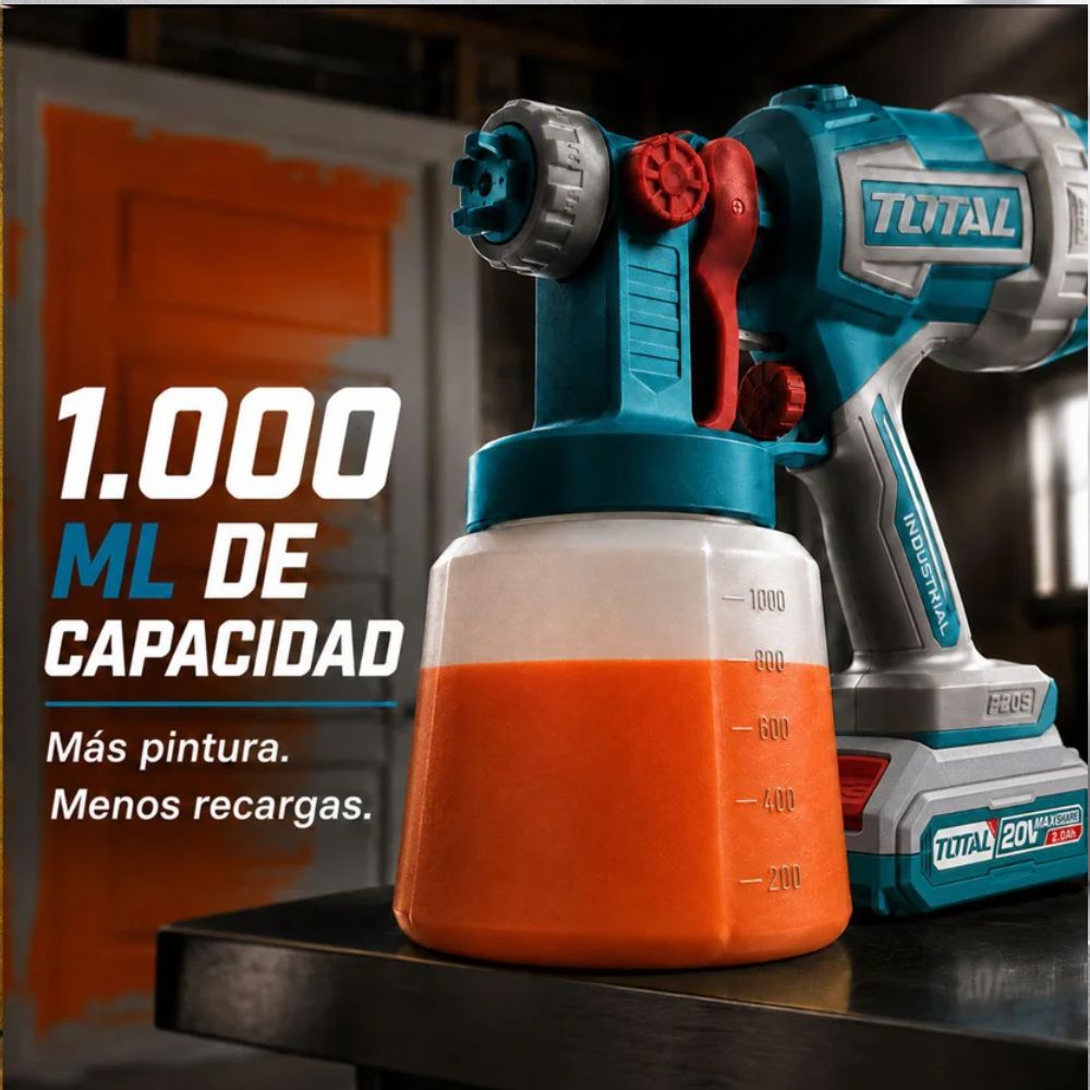 Pistola Para Pintar Industrial 20V+Batería+Cargador, Total - Imagen 6