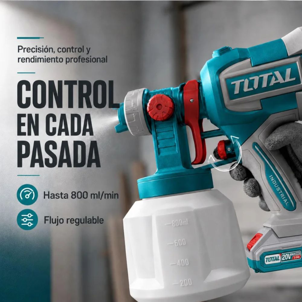 Pistola Para Pintar Industrial 20V+Batería+Cargador, Total - Imagen 7