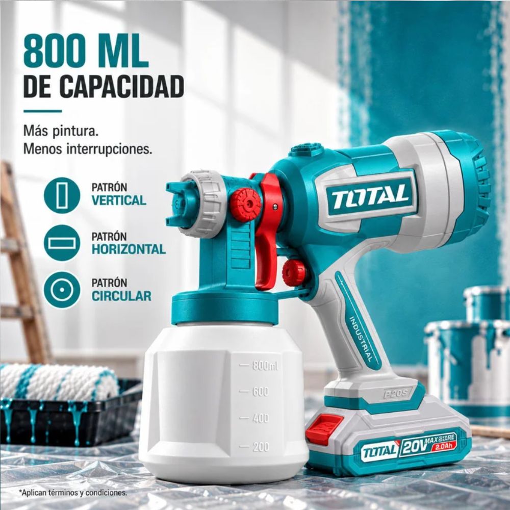 Pistola Para Pintar Industrial 20V+Batería+Cargador, Total - Imagen 8