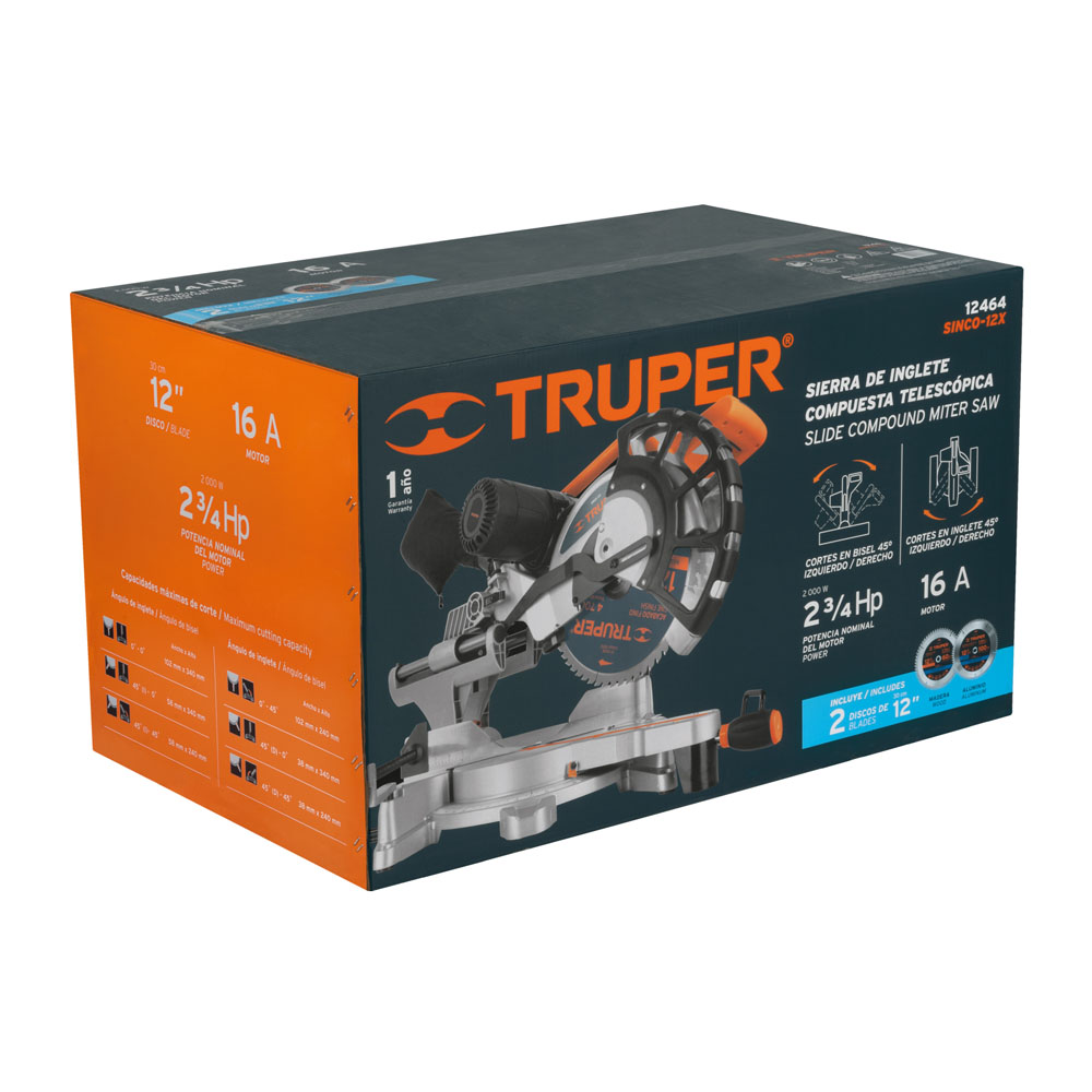 Acolilladora o Sierra Ingleteadora Telescópica 12 Pul 2000W, Truper - Imagen 10