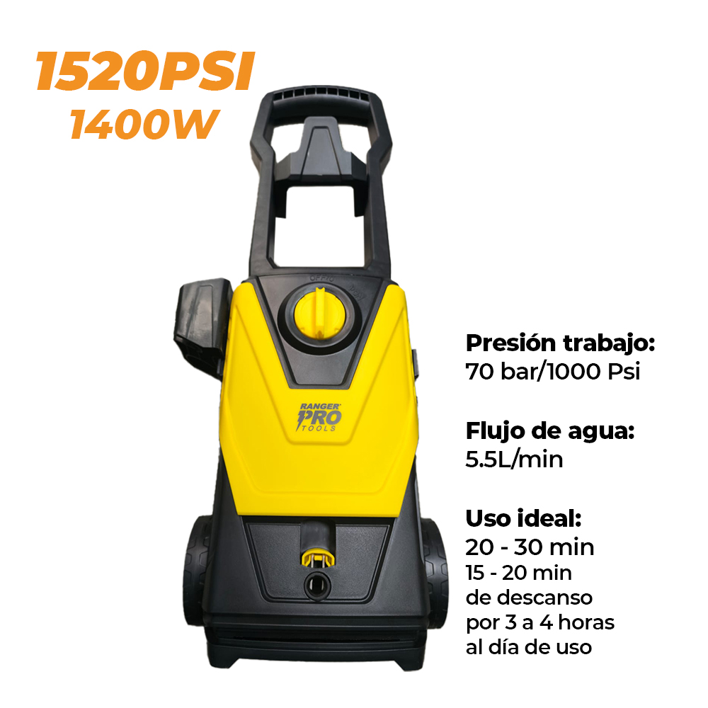 Hidrolavadora Eléctrica Con Jabonera 1520 Psi, Ranger - Imagen 5