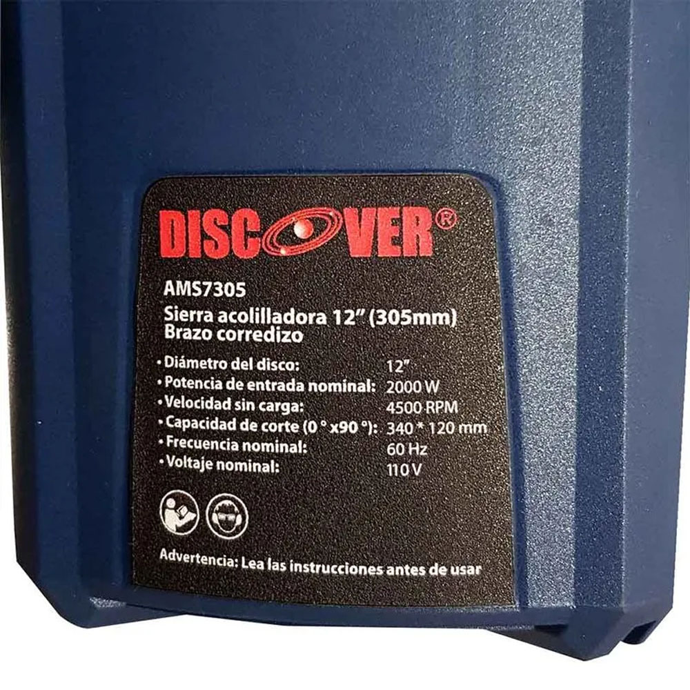 Acolilladora o Sierra Ingleteadora Telescópica Guía Láser 12″ 2000W, Discover - Imagen 5