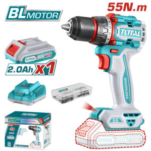 Taladro 1/2 Inalámbrico Brushless 20V 1 Batería +47 Accesorios, Total
