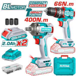 Combo Taladro y Llave de Impacto 20V Inalámbricas, Total