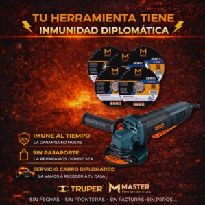 Pulidora Truper 850W 4-1/2” Industrial + 5 Discos de Corte
