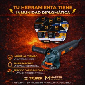 Pulidora Angular 4-1/2” 850W Industrial Truper + 5 Discos de Corte