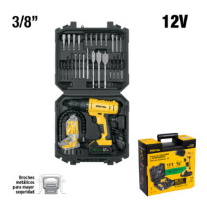 Kit Taladro Inalamrbico 12 V + 33 accesorios, Pretul