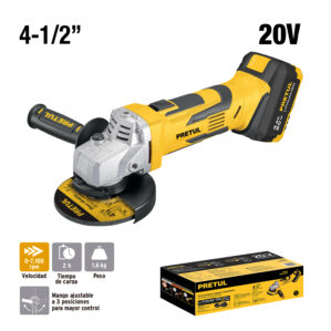 Pulidora Inalambrica 4 1/2" + Batería + Cargador, Pretul