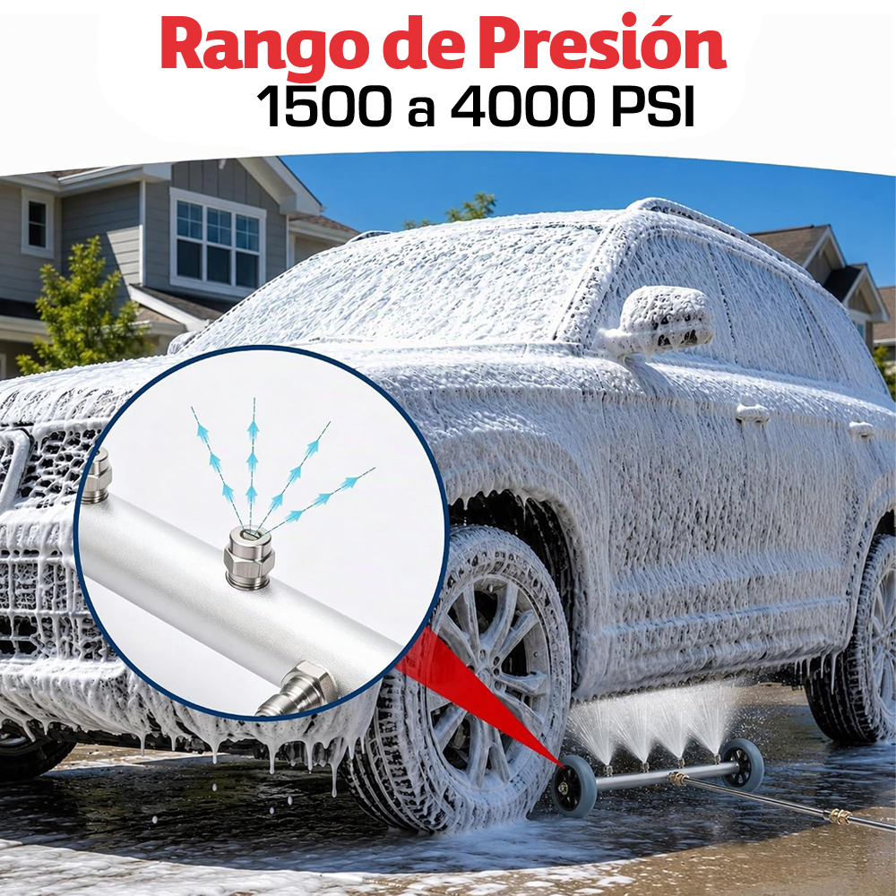 Adaptador para Hidrolavadora Lava Chasis Profesional 1500 a 4000 PSI con 4 Salidas De Agua de 3 Tubos Extensores, Master Herramientas - Imagen 2