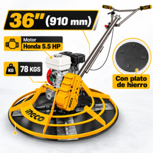 Allanadora Helicóptero de Concreto 36" Motor 5.5 Hp, Ingco