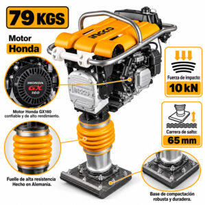 Compactadora Apisonador Tipo Canguro a Gasolina Industrial Motor 5.5 Hp, Ingco